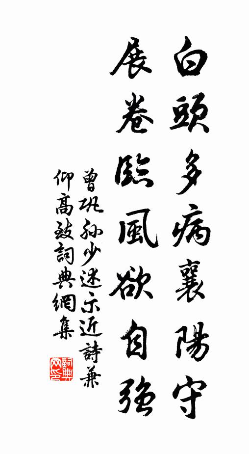 曾巩白头多病襄阳守，展卷临风欲自强书法作品欣赏