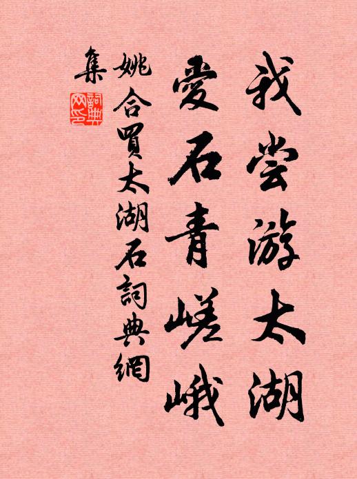 姚合我尝游太湖，爱石青嵯峨书法作品欣赏