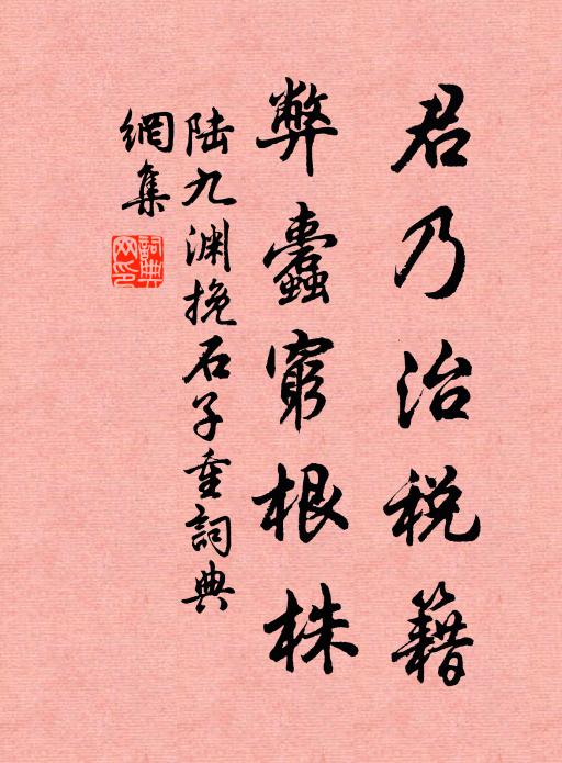 陆九渊君乃治税籍，弊蠹穷根株书法作品欣赏