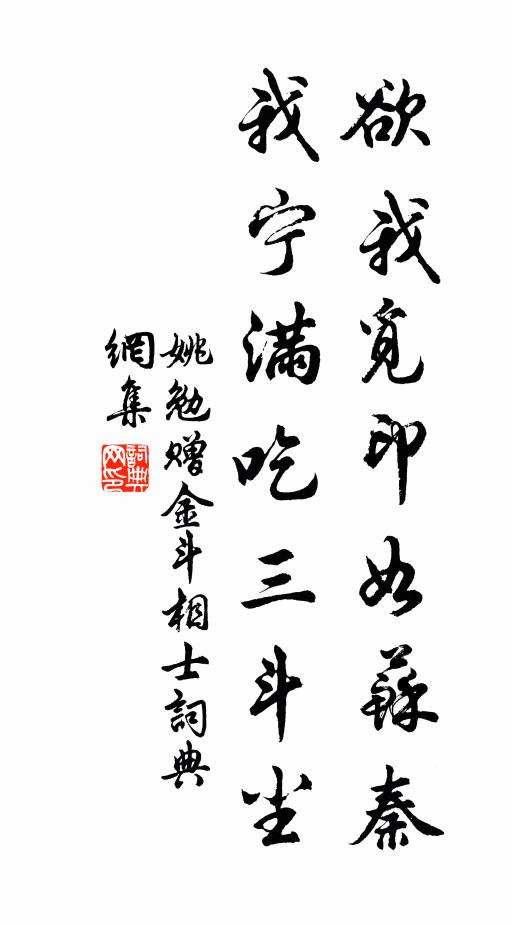 姚勉欲我觅印如苏秦，我宁满吃三斗尘书法作品欣赏