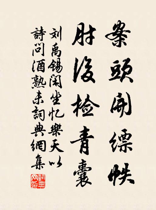 刘禹锡案头开缥帙，肘后检青囊书法作品欣赏
