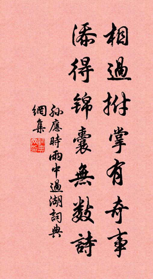 孙应时相过拊掌有奇事，添得锦囊无数诗书法作品欣赏