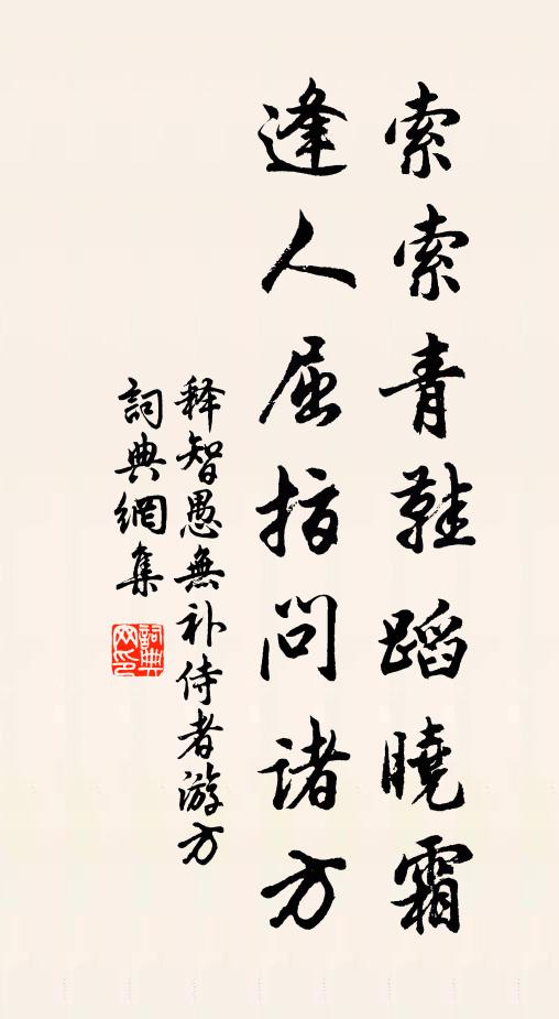 释智愚索索青鞋蹈晓霜，逢人屈指问诸方书法作品欣赏