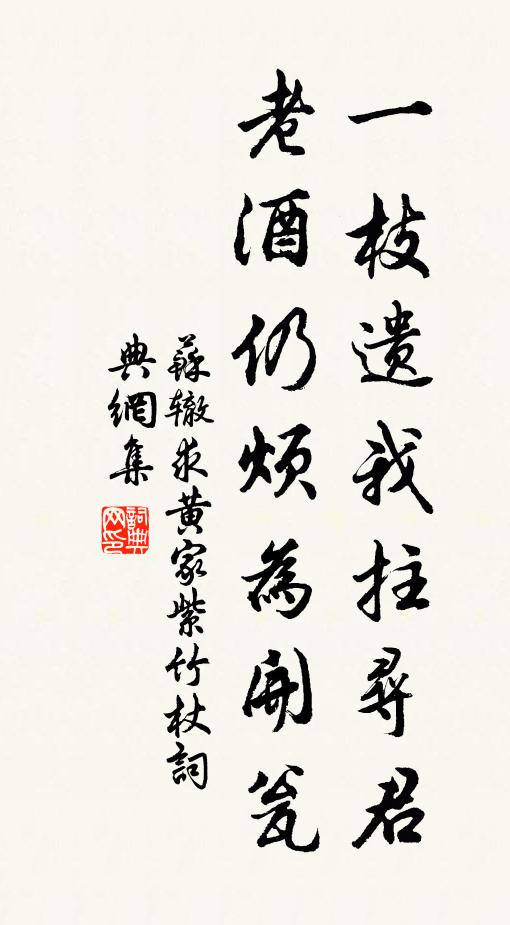 苏辙一枝遗我拄寻君，老酒仍烦为开瓮书法作品欣赏