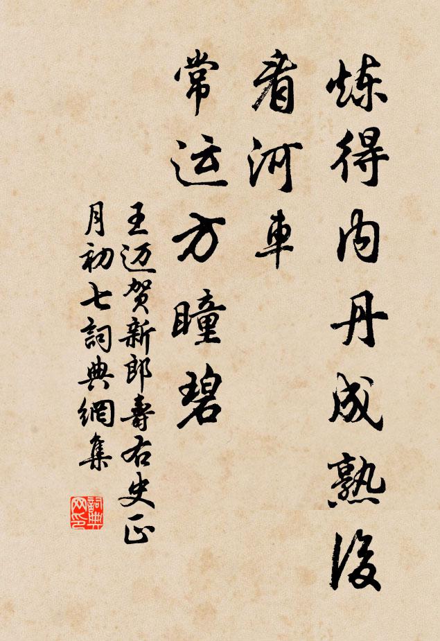 王迈炼得内丹成熟后，看河车、常运方瞳碧书法作品欣赏