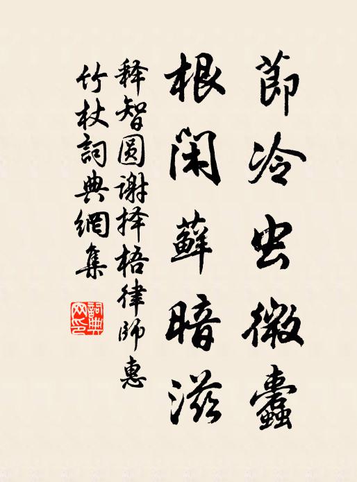释智圆节冷虫微蠹，根闲藓暗滋书法作品欣赏