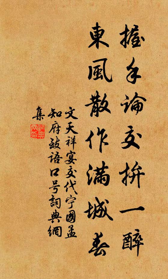 文天祥握手论交拚一醉，东风散作满城春书法作品欣赏