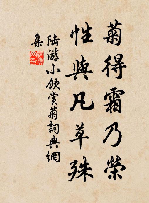 陆游菊得霜乃荣，性与凡草殊书法作品欣赏