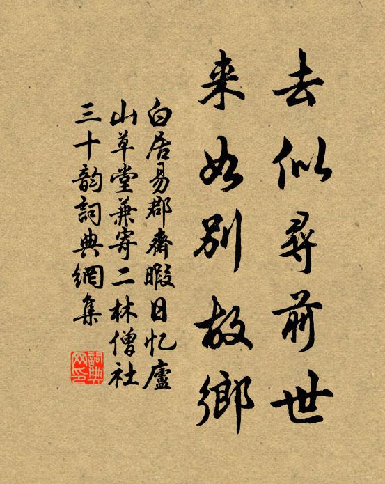 白居易去似寻前世,来如别故乡书法作品欣赏