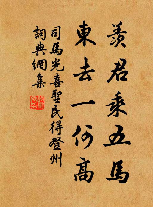 司马光羡君乘五马，东去一何高书法作品欣赏