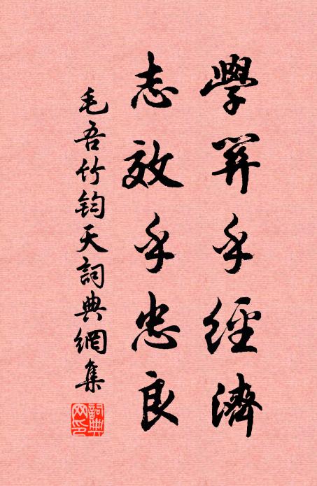 毛吾竹学关乎经济,志效乎忠良书法作品欣赏