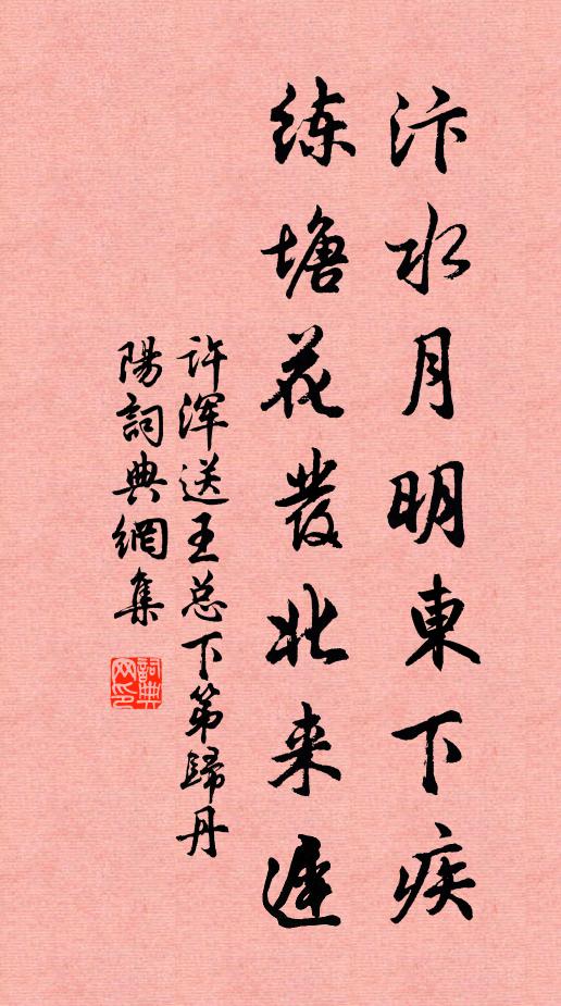 许浑汴水月明东下疾，练塘花发北来迟书法作品欣赏