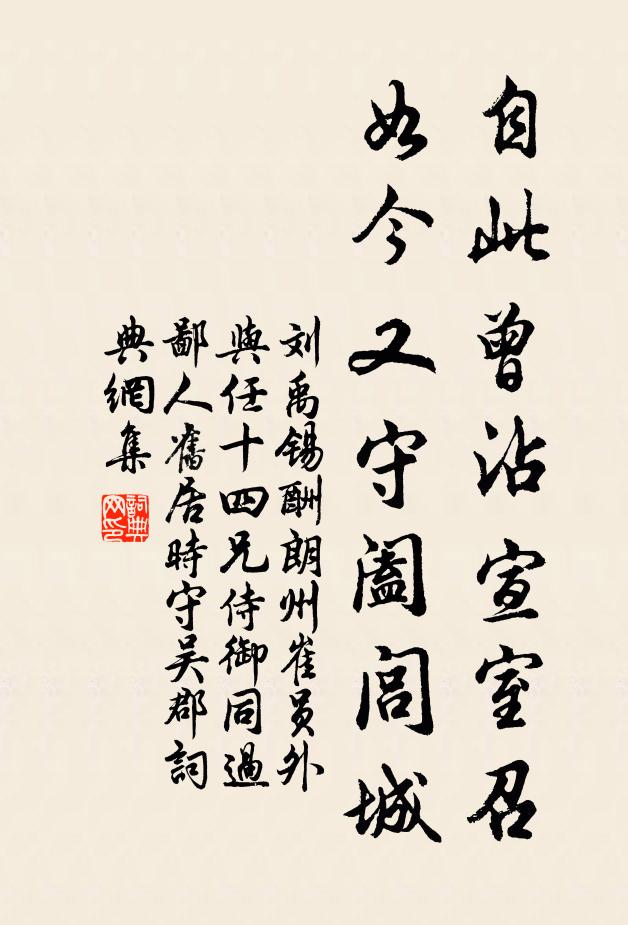 刘禹锡自此曾沾宣室召，如今又守阖闾城书法作品欣赏