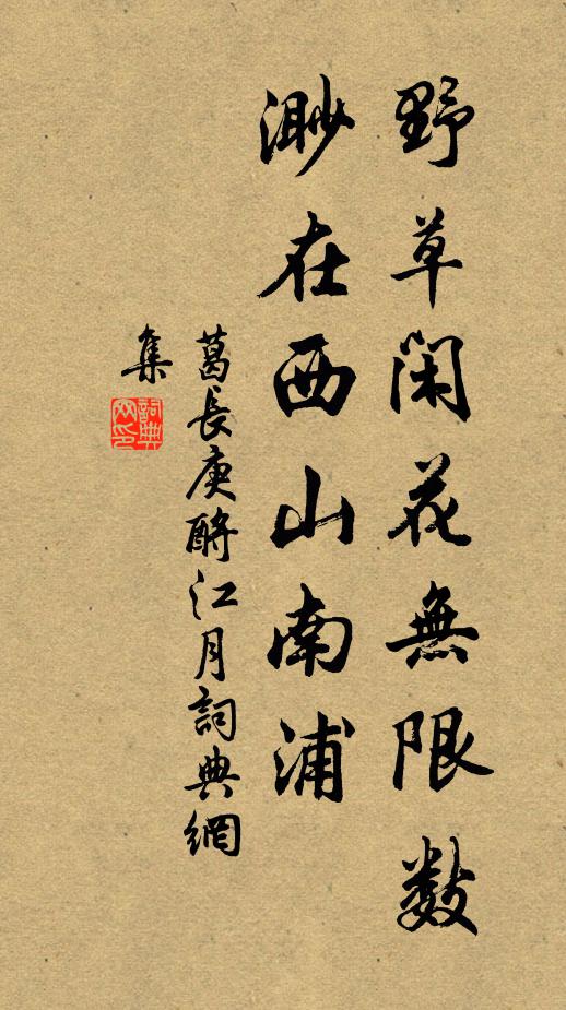葛长庚野草闲花无限数，渺在西山南浦书法作品欣赏
