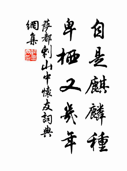 萨都剌自是麒麟种，卑栖又几年书法作品欣赏