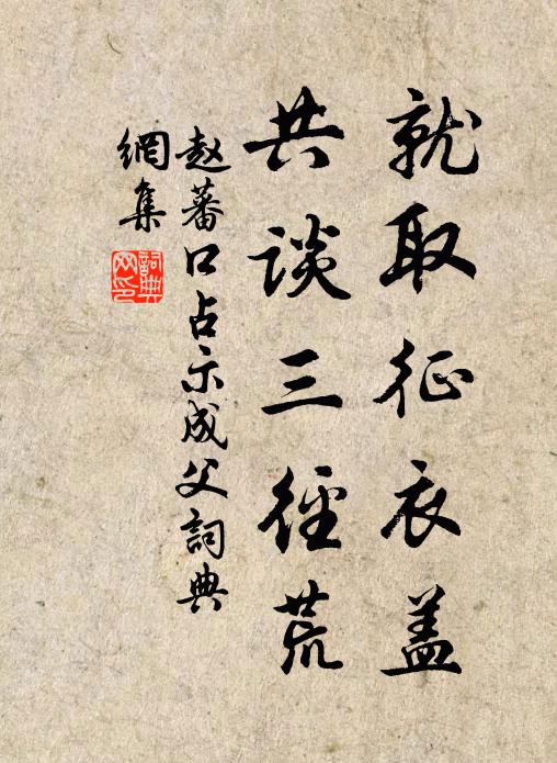 赵蕃就取征衣盖，共谈三径荒书法作品欣赏