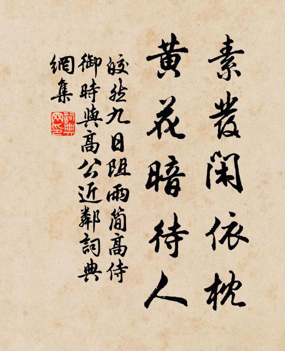 皎然素发闲依枕，黄花暗待人书法作品欣赏