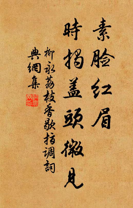 柳永素脸红眉,时揭盖头微见书法作品欣赏