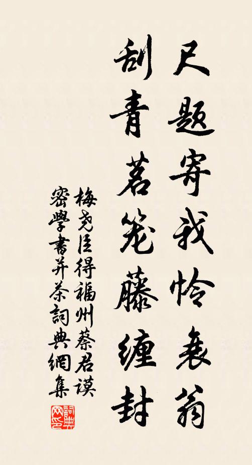 梅尧臣尺题寄我怜衰翁，刮青茗笼藤缠封书法作品欣赏