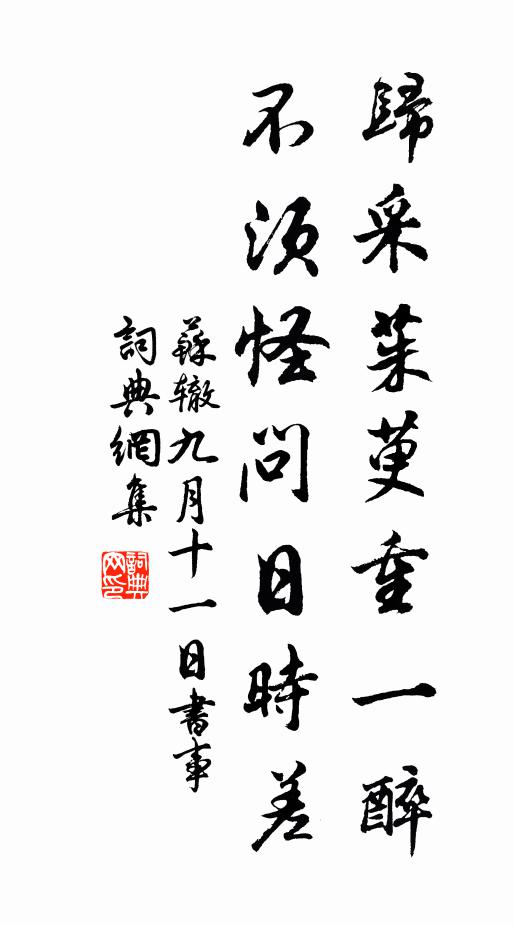 苏辙归采茱萸重一醉，不须怪问日时差书法作品欣赏