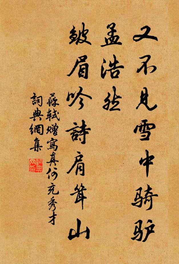 苏轼又不见雪中骑驴孟浩然，皱眉吟诗肩耸山书法作品欣赏