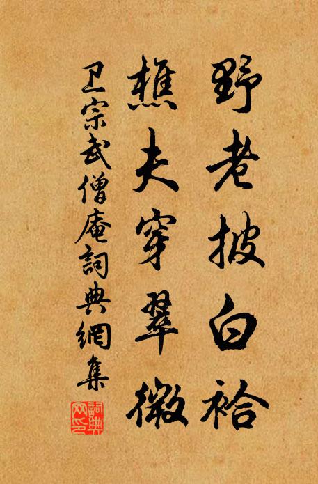 卫宗武野老披白袷，樵夫穿翠微书法作品欣赏