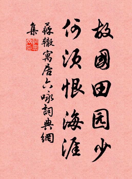 苏辙故国田园少，何须恨海涯书法作品欣赏