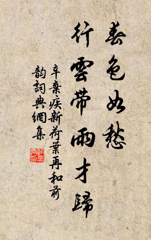 辛弃疾春色如愁，行云带雨才归书法作品欣赏