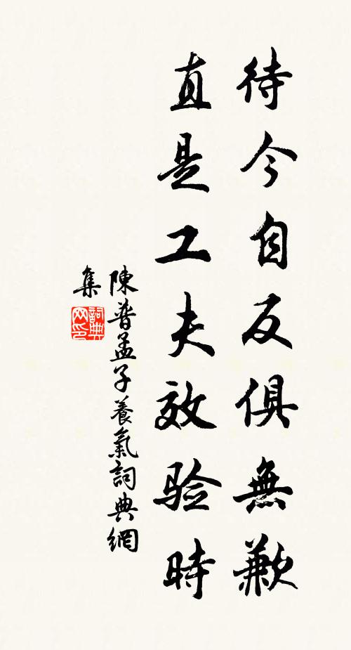 陈普待今自反俱无歉，直是工夫效验时书法作品欣赏