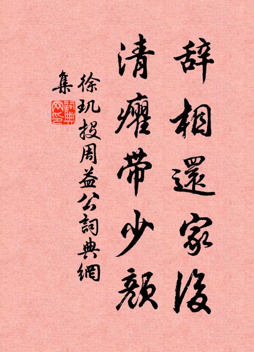 徐玑辞相还家后，清癯带少颜书法作品欣赏