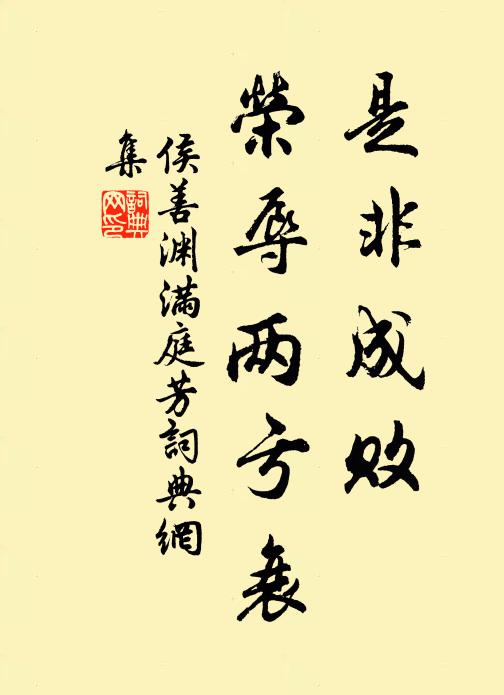 侯善渊是非成败，荣辱两亏衰书法作品欣赏