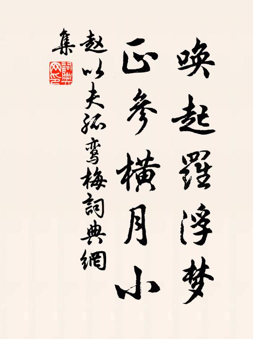 赵以夫唤起罗浮梦，正参横月小书法作品欣赏