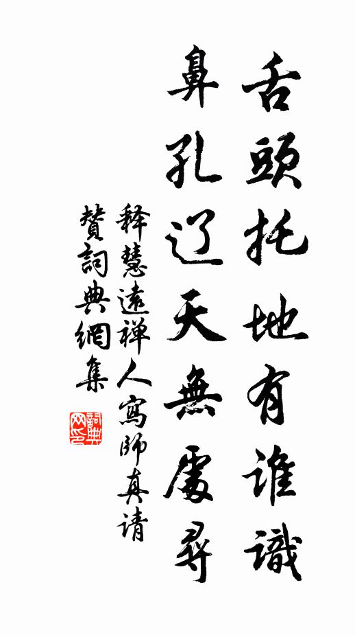 释慧远舌头托地有谁识，鼻孔辽天无处寻书法作品欣赏