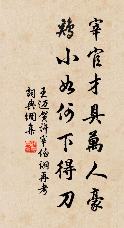 王迈宰官才具万人豪，鸡小如何下得刀书法作品欣赏