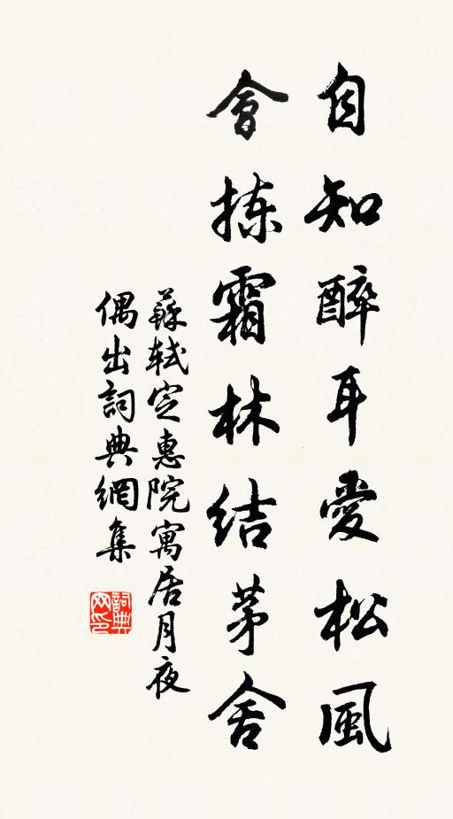 苏轼自知醉耳爱松风，会拣霜林结茅舍书法作品欣赏
