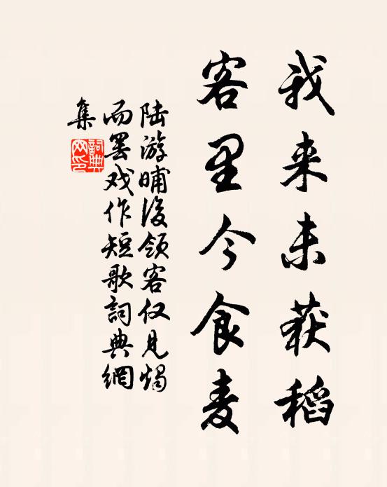 陆游我来未获稻，客里今食麦书法作品欣赏