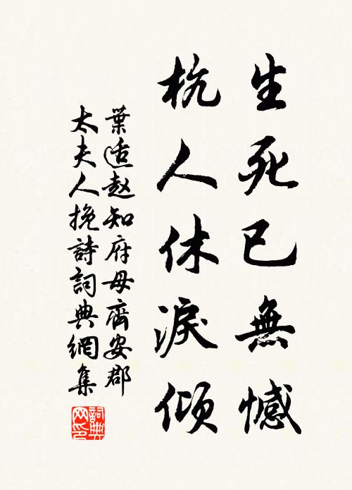 叶适生死已无憾，杭人休泪倾书法作品欣赏