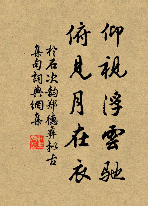 于石仰视浮云驰，俯见月在衣书法作品欣赏