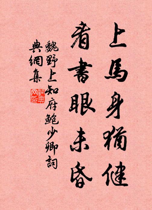 魏野上马身犹健，看书眼未昏书法作品欣赏