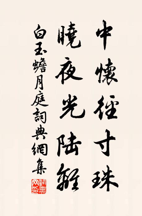 白玉蟾中怀径寸珠，晓夜光陆离书法作品欣赏
