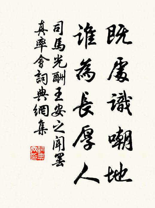 司马光既处识嘲地，谁为长厚人书法作品欣赏
