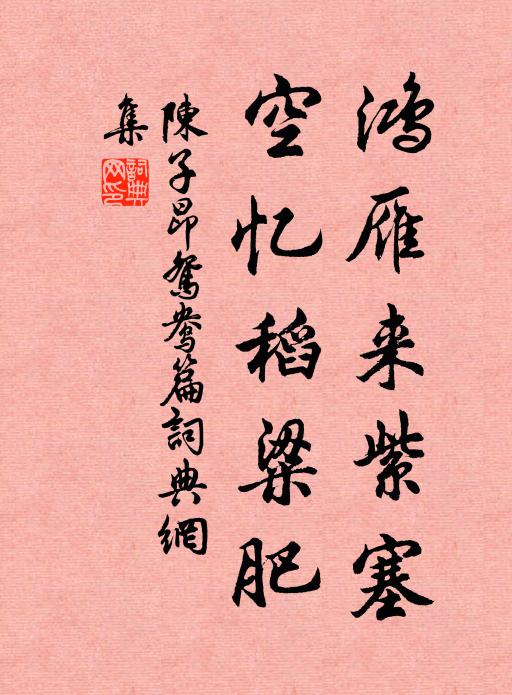 陈子昂鸿雁来紫塞，空忆稻粱肥书法作品欣赏