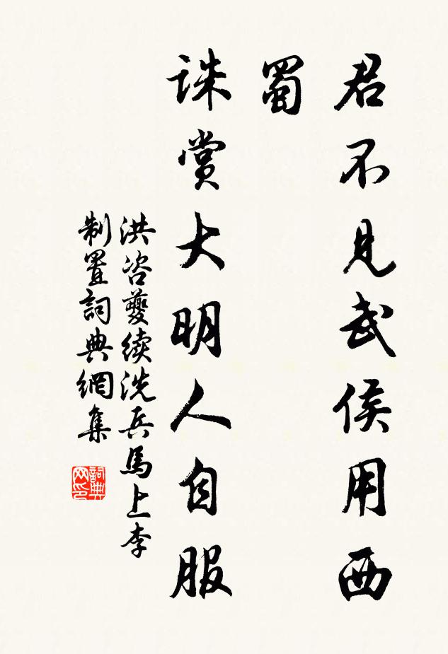 洪咨夔君不见武侯用西蜀，诛赏大明人自服书法作品欣赏