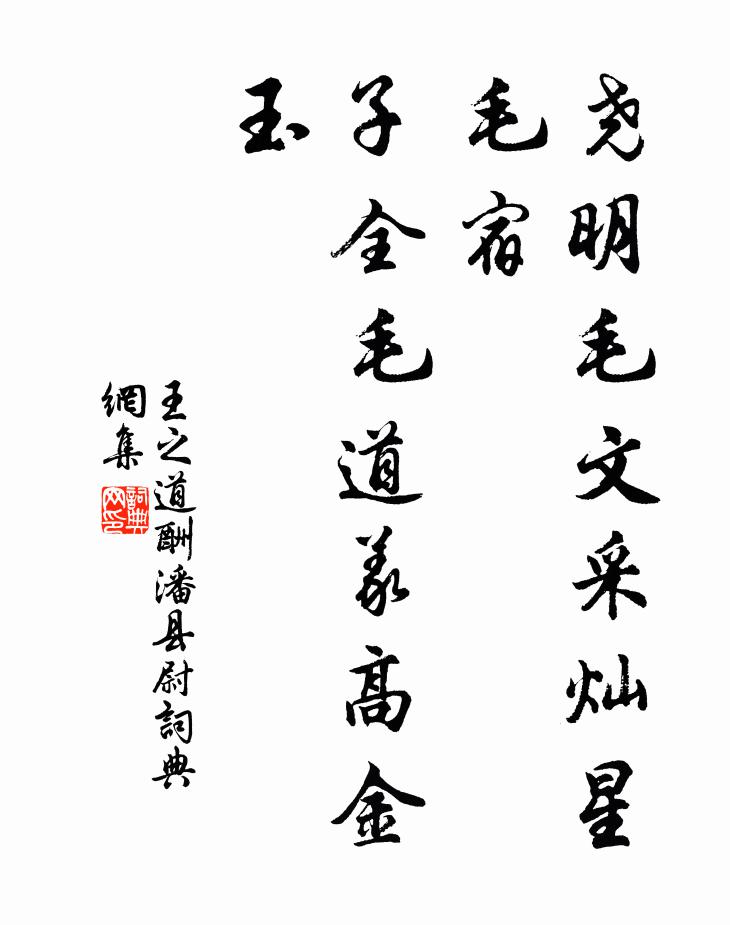 王之道尧明毛文采灿星毛宿，子全毛道义高金玉书法作品欣赏