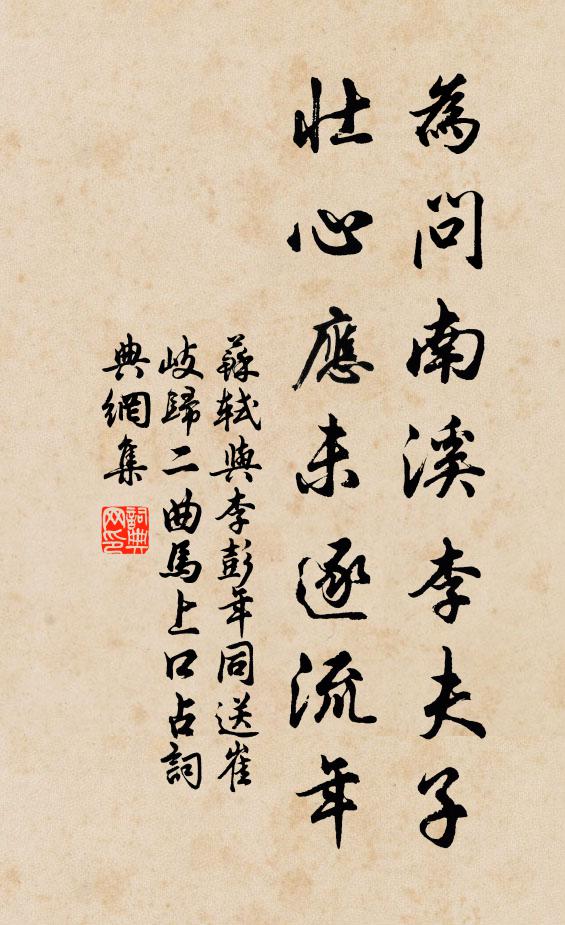 苏轼为问南溪李夫子，壮心应未逐流年书法作品欣赏