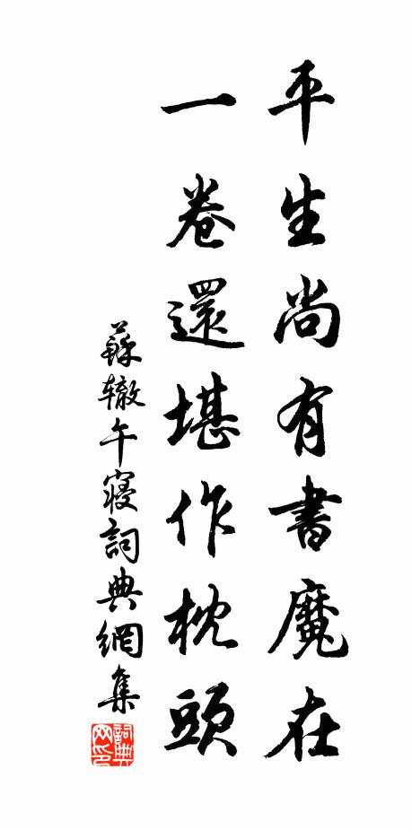 苏辙平生尚有书魔在，一卷还堪作枕头书法作品欣赏