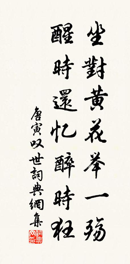 唐寅坐对黄花举一殇，醒时还忆醉时狂书法作品欣赏
