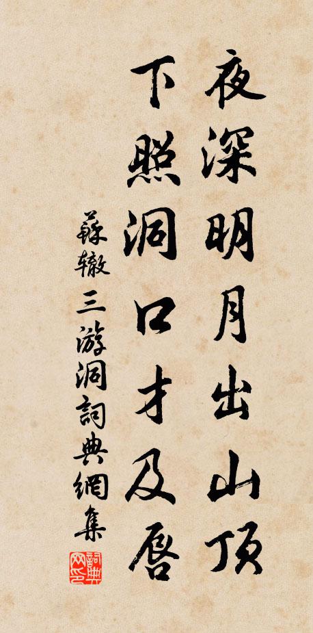 苏辙夜深明月出山顶，下照洞口才及唇书法作品欣赏