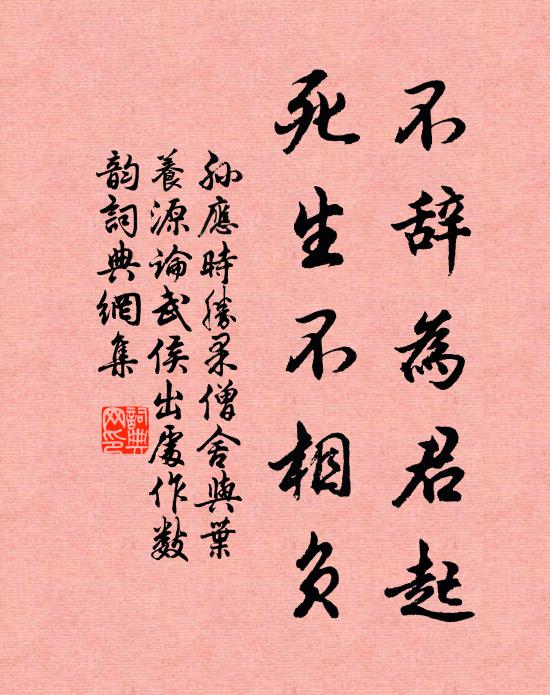 孙应时不辞为君起，死生不相负书法作品欣赏