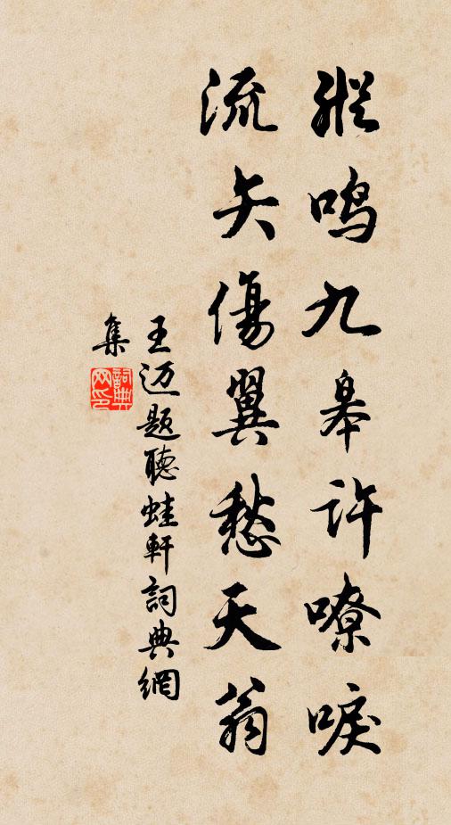 王迈纵鸣九皋许嘹唳，流矢伤翼愁天翁书法作品欣赏